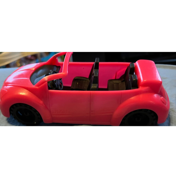 Pink convertible sports car black interior Barbie size - Picture 2 of 5
